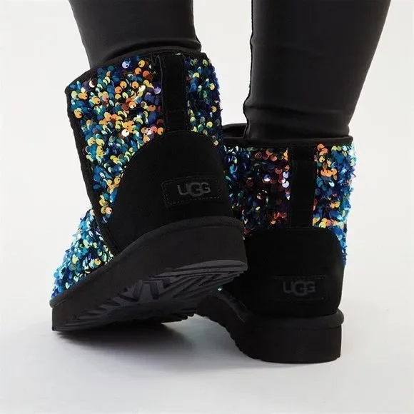 New UGG Classic Short Stellar Sequin Size Us 6 - Picture 4 of 9